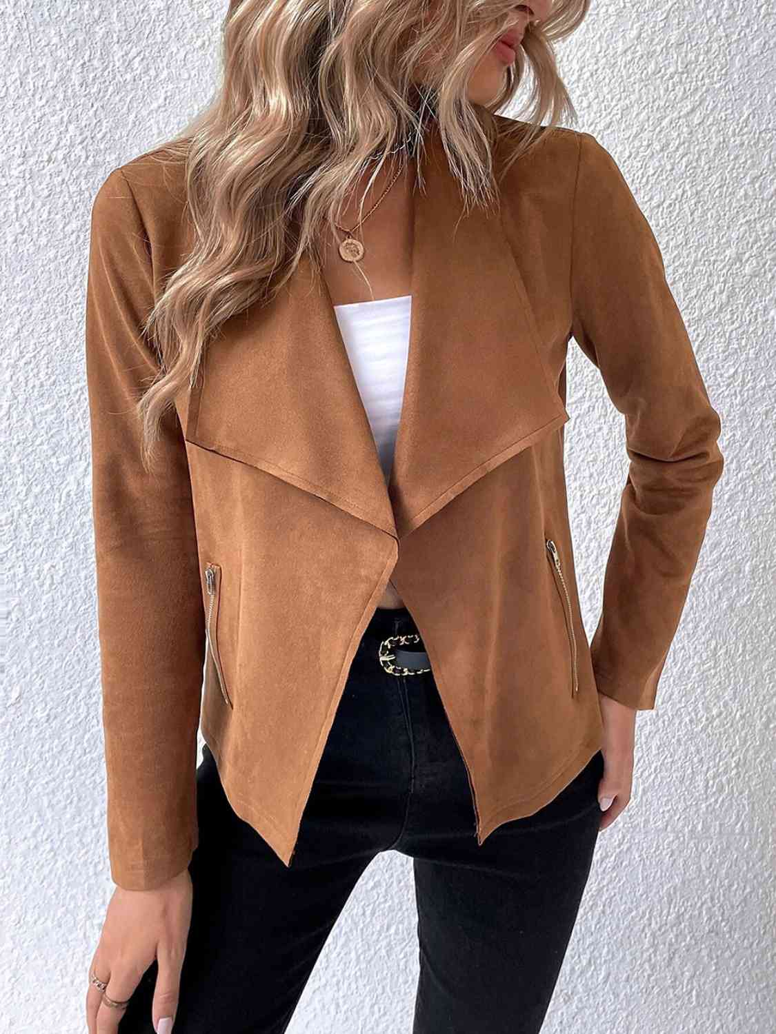 Classic Minimalist Collared Long Sleeve Jacket for Women – Minimalist & Lightweight Everyday Outerwear