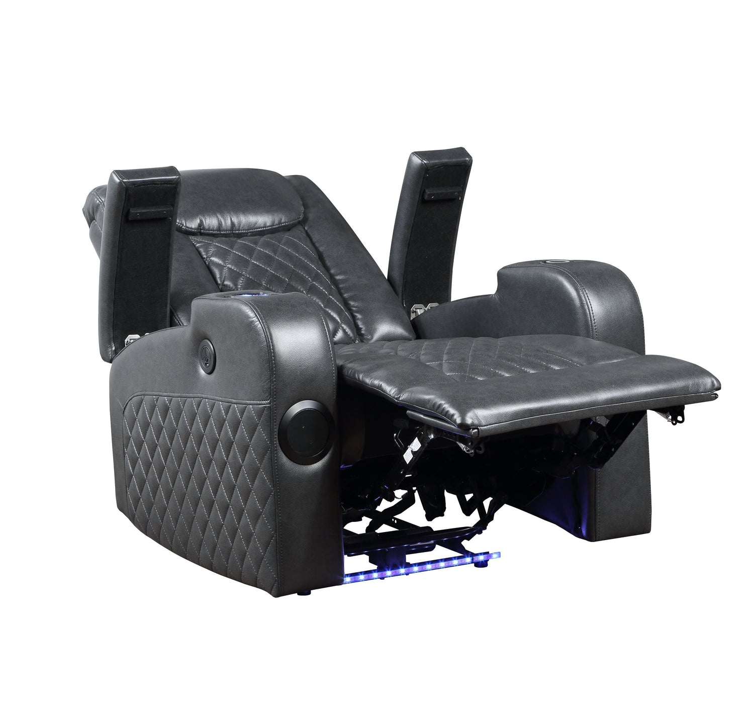 Alair - Leather Aire Power Motion Recliner With Bluetooth, Wireless Charger Cupholder - Dark Gray by Couch.com