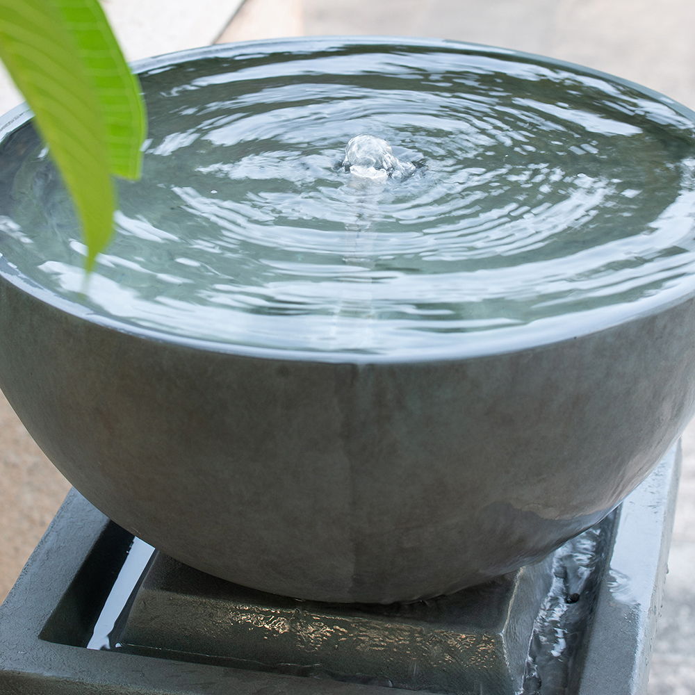 Zen Bowl Water Fountain Outdoor Bird Feeder and Garden Feature