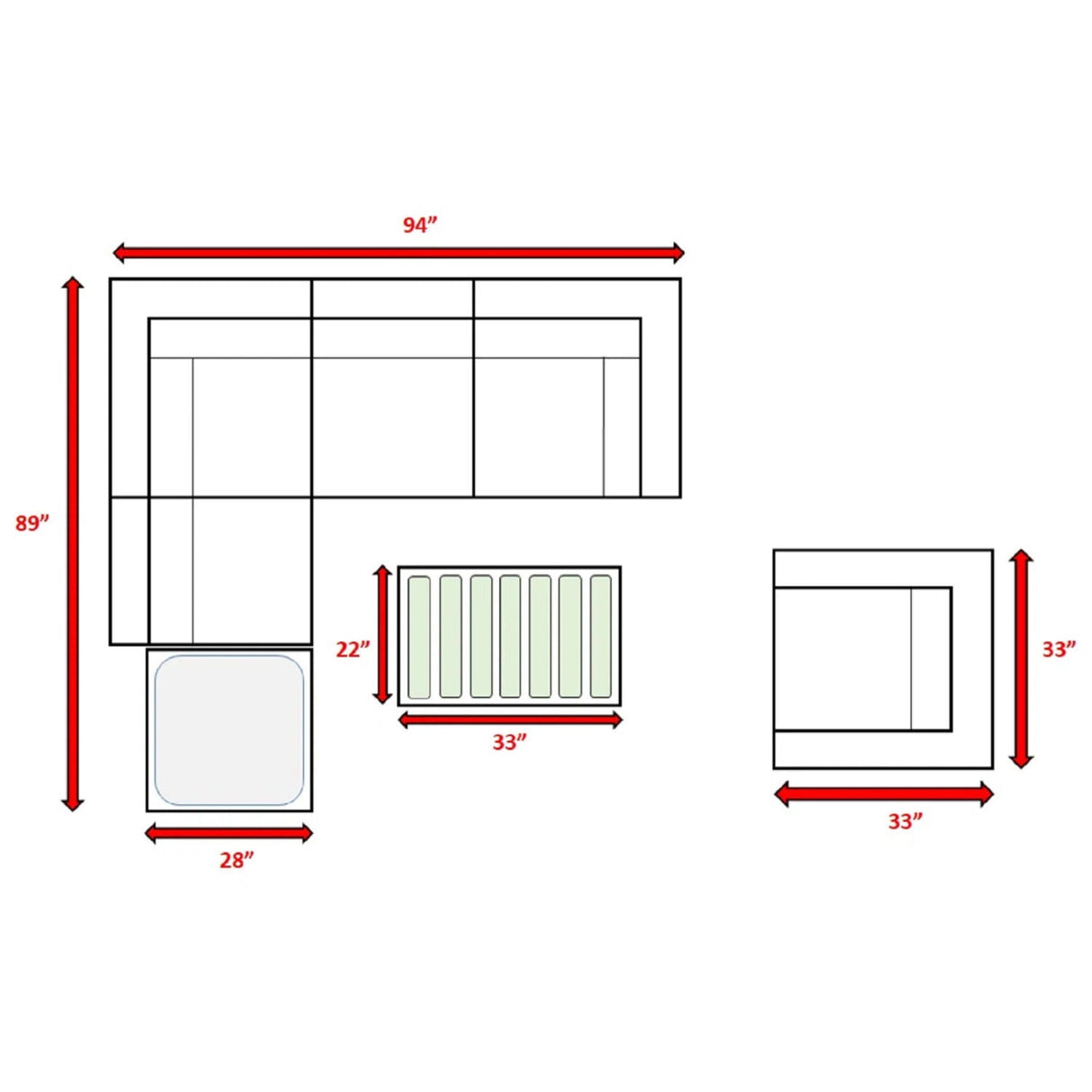 Stylish Entertainment Sectional Set, Outdoor Living