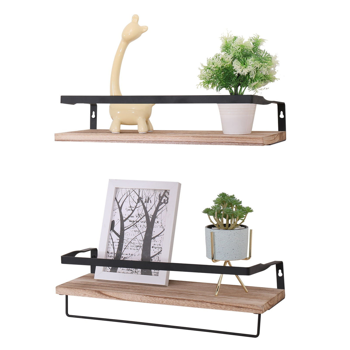 Floating Shelves, Long Wall Shelves (Set of 2) Wall Mounted Shelves With Brackets For Bedroom - Natural Wood by Couch.com