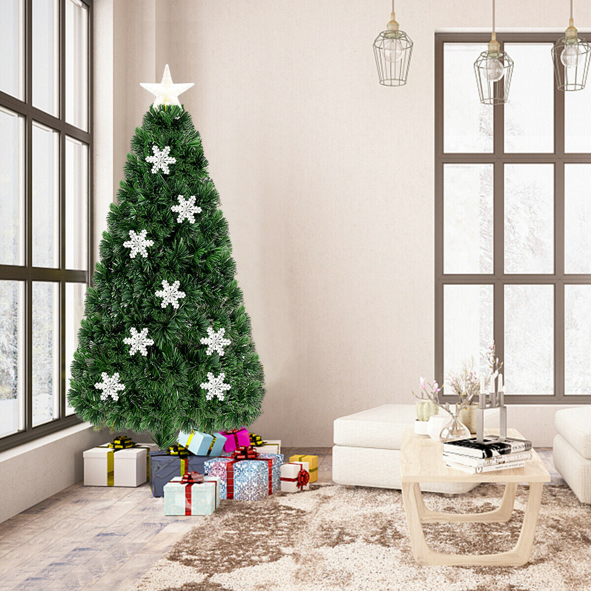 LED Optic Artificial Christmas Tree with Snowflakes-5 Feet