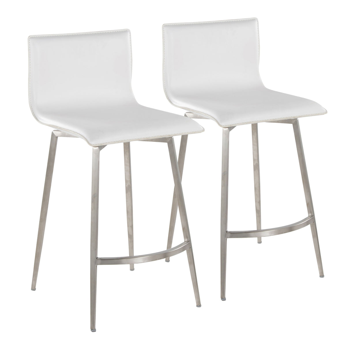 Mara - Upholstered Contemporary Fixed Height Counter Stool With Swivel (Set of 2) - White by Couch.com