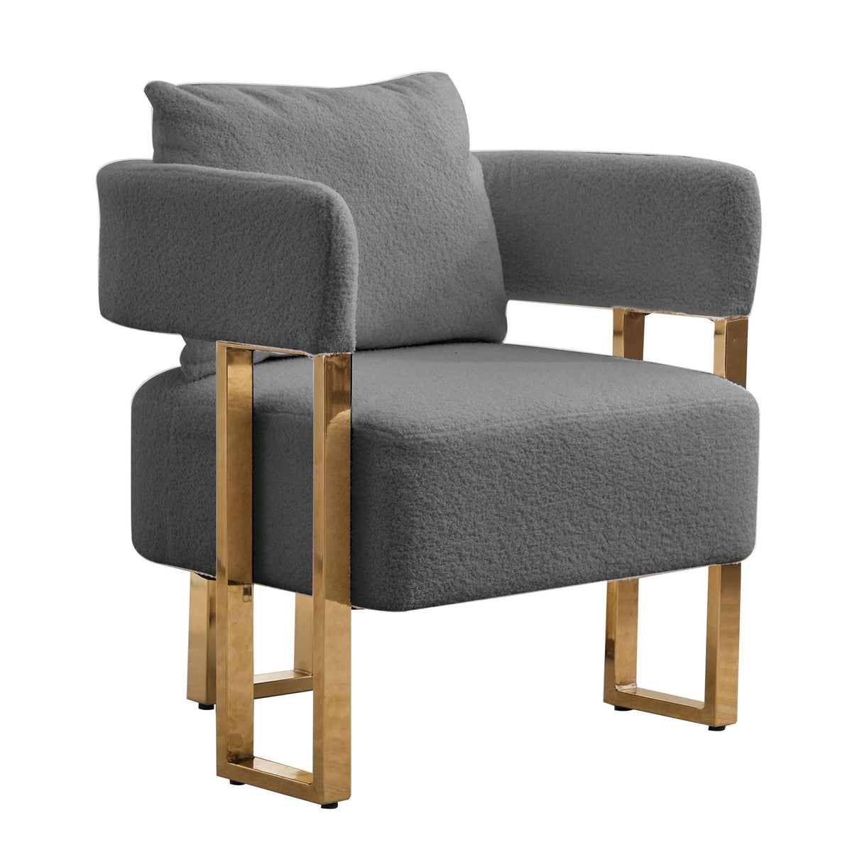 Modern Decorative Chair Teddy Fleece Upholstered And Metal Foot by Couch.com