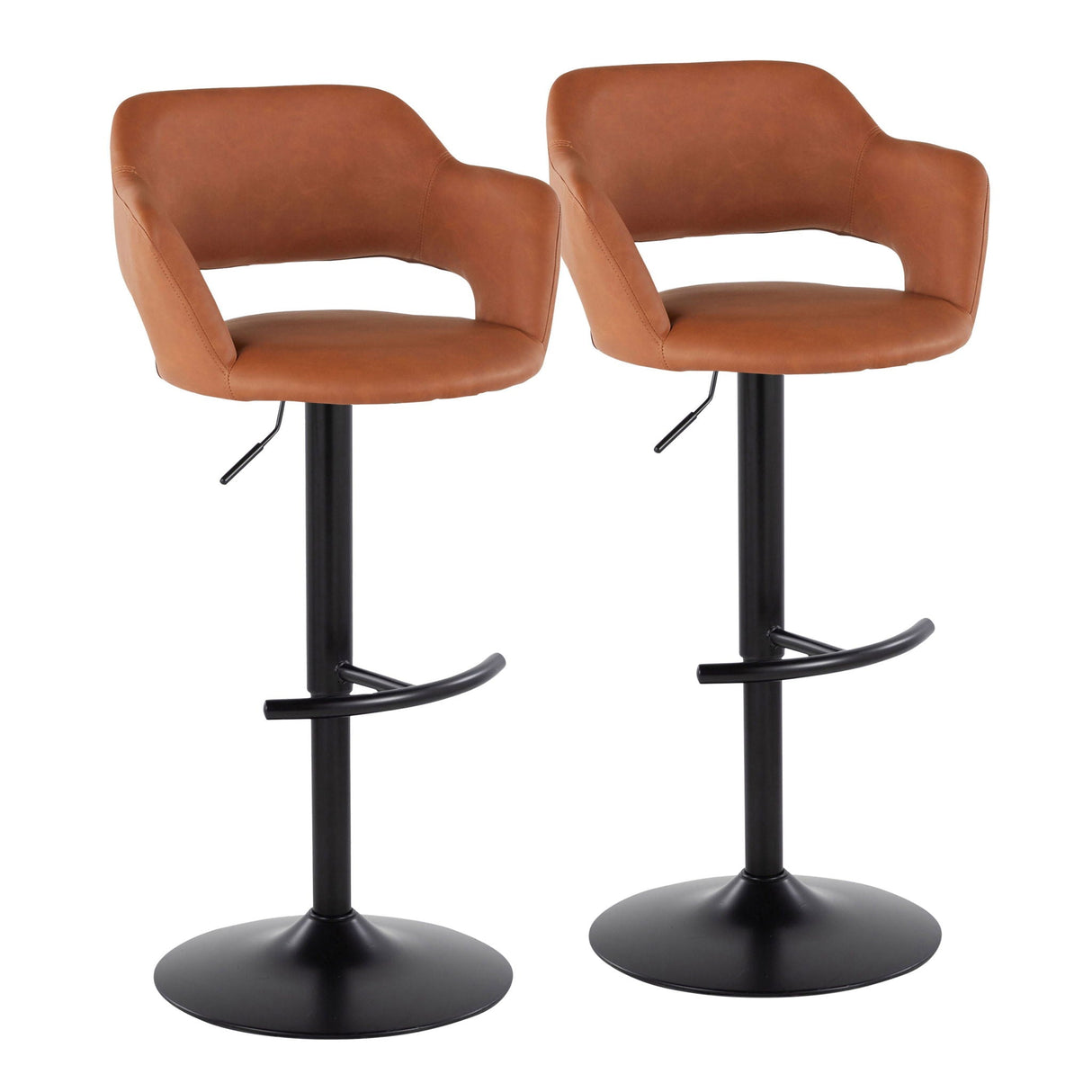 Margarite - Contemporary Adjustable Barstool With Swivel With Rounded T Footrest (Set of 2) by Couch.com