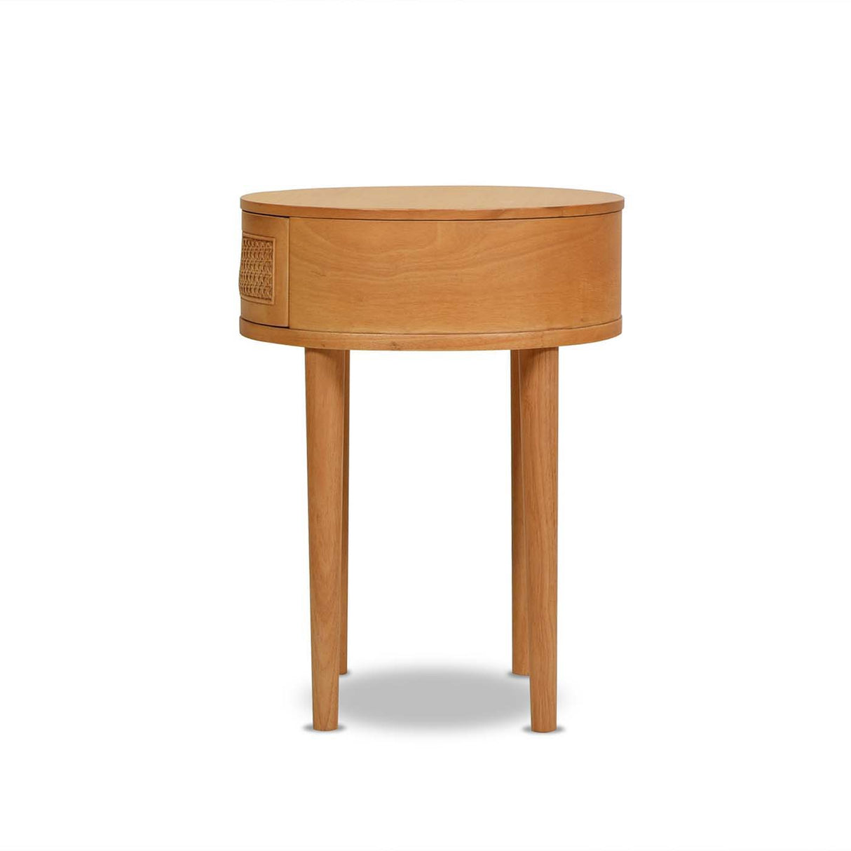 Cabana - Round Cane Storage Side Table - Natural Brown Oak by Couch.com