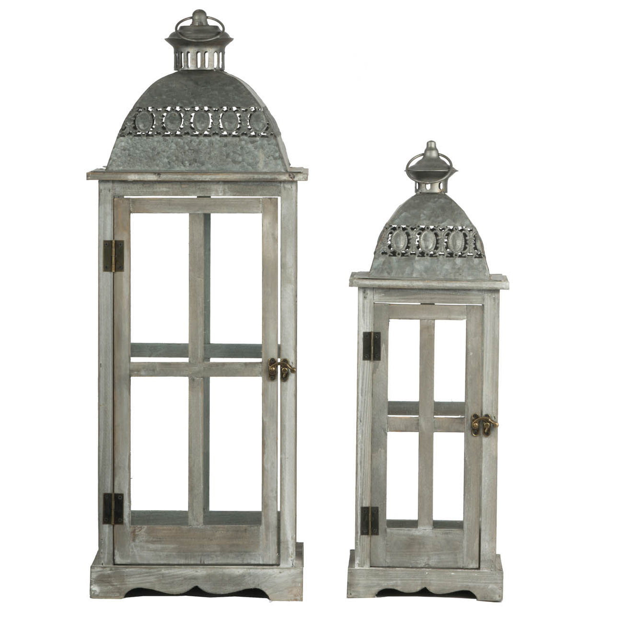 Wooden Candle Lantern Decorative, Hurricane Lantern Holder Decor For Indoor Outdoor, Home Garden Wedding - Gray by Couch.com