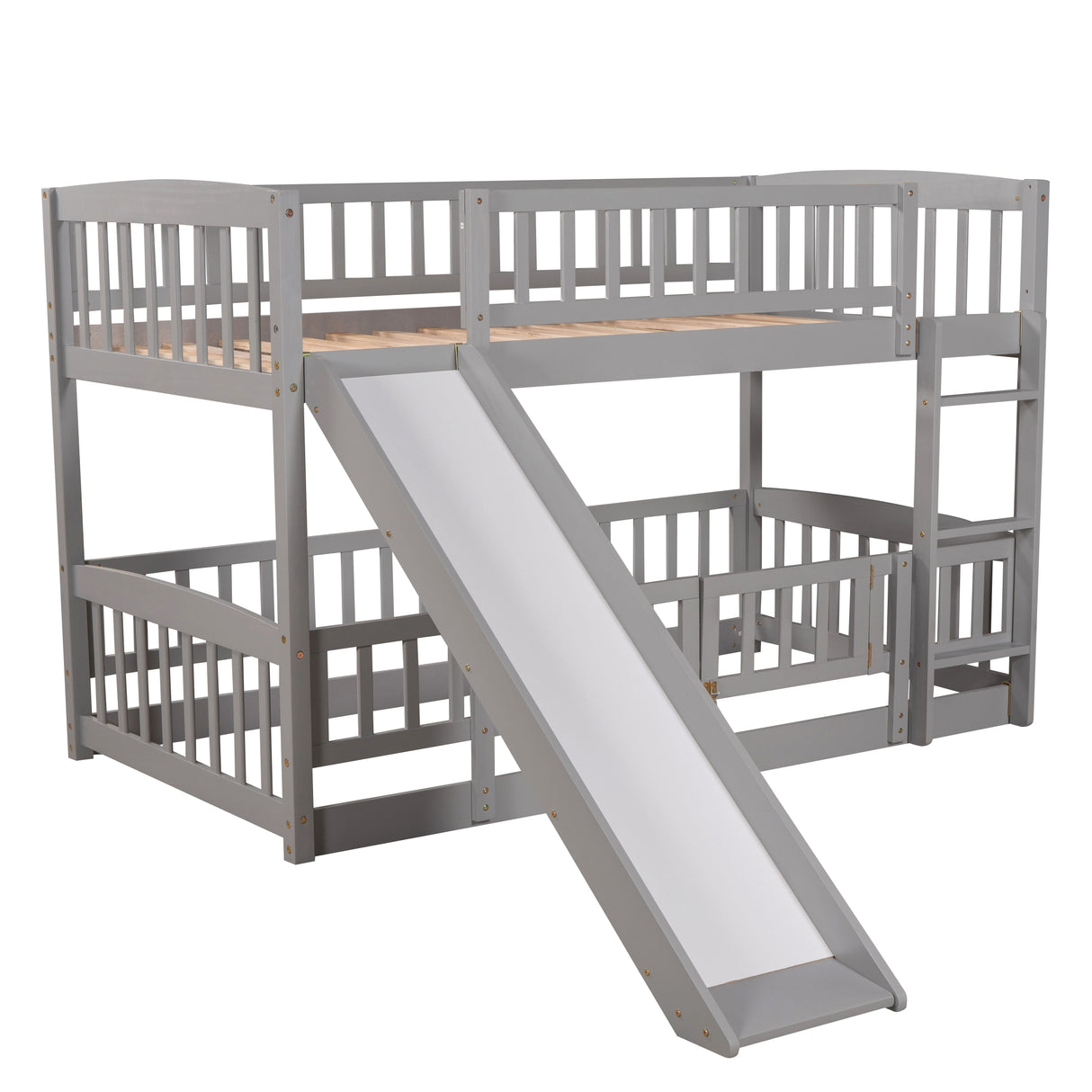 Low Bunk Bed With Slide, Fence And Ladder by Couch.com