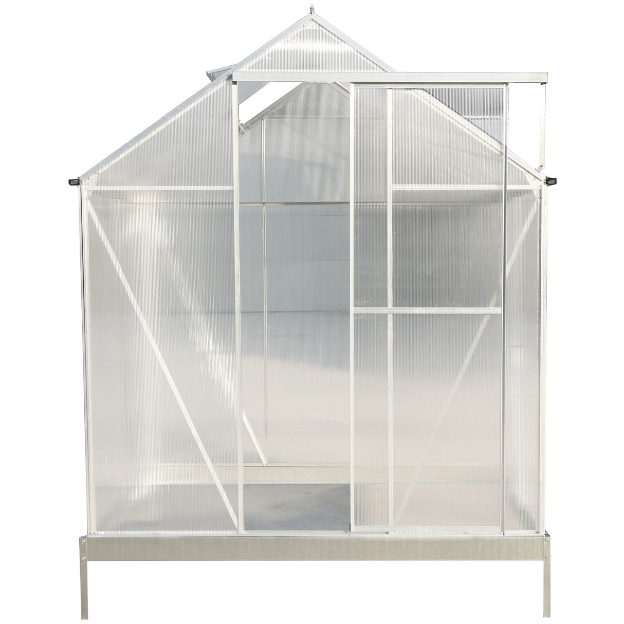 Polycarbonate Greenhouse, Heavy Duty Outdoor Aluminum Walk-In Green House Kit With Rain Gutter, Vent And Door For Backyard Garden by Couch.com