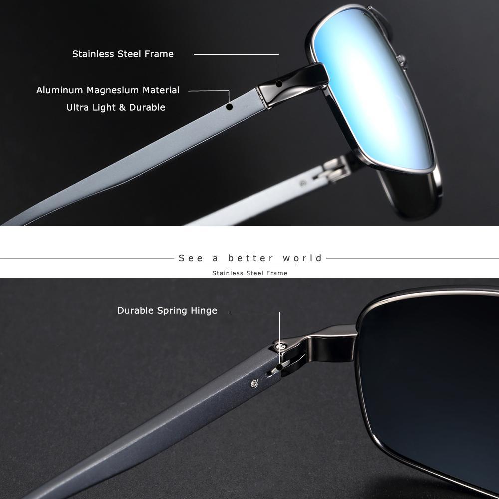 Luxury Elegent Vintage Retro Brand Designer Polarized Sunglasses Square Classic Shades Glasses WIth UV400 Protection