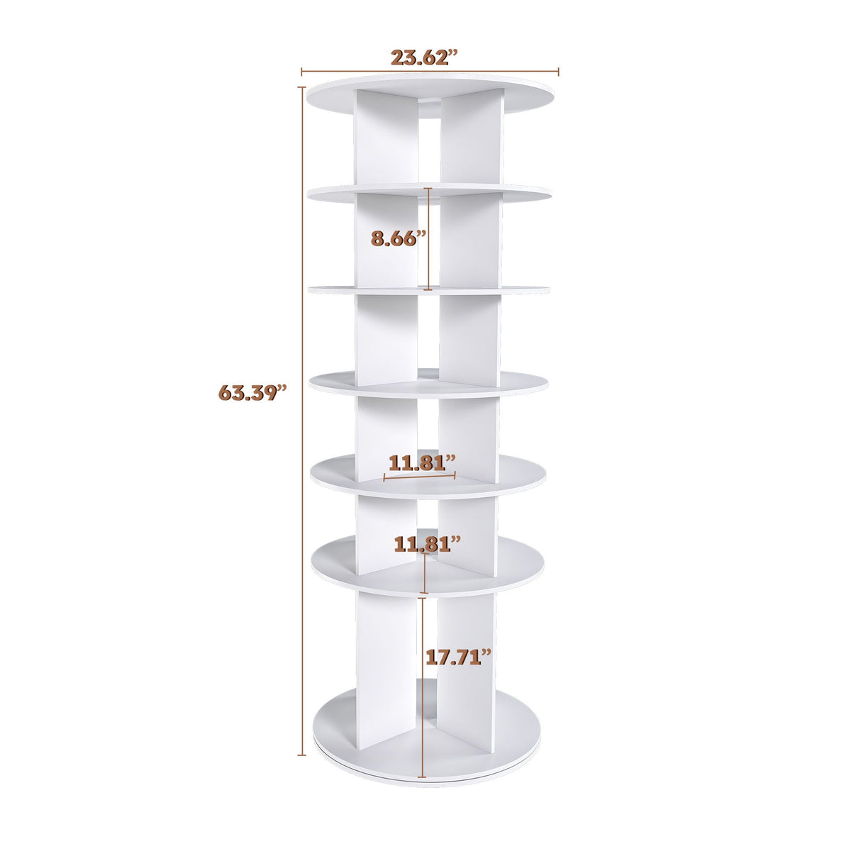 6 Tier Spinning Shoe Rack, Free Standing 360° Revolving Shoe Organizer - White by Couch.com