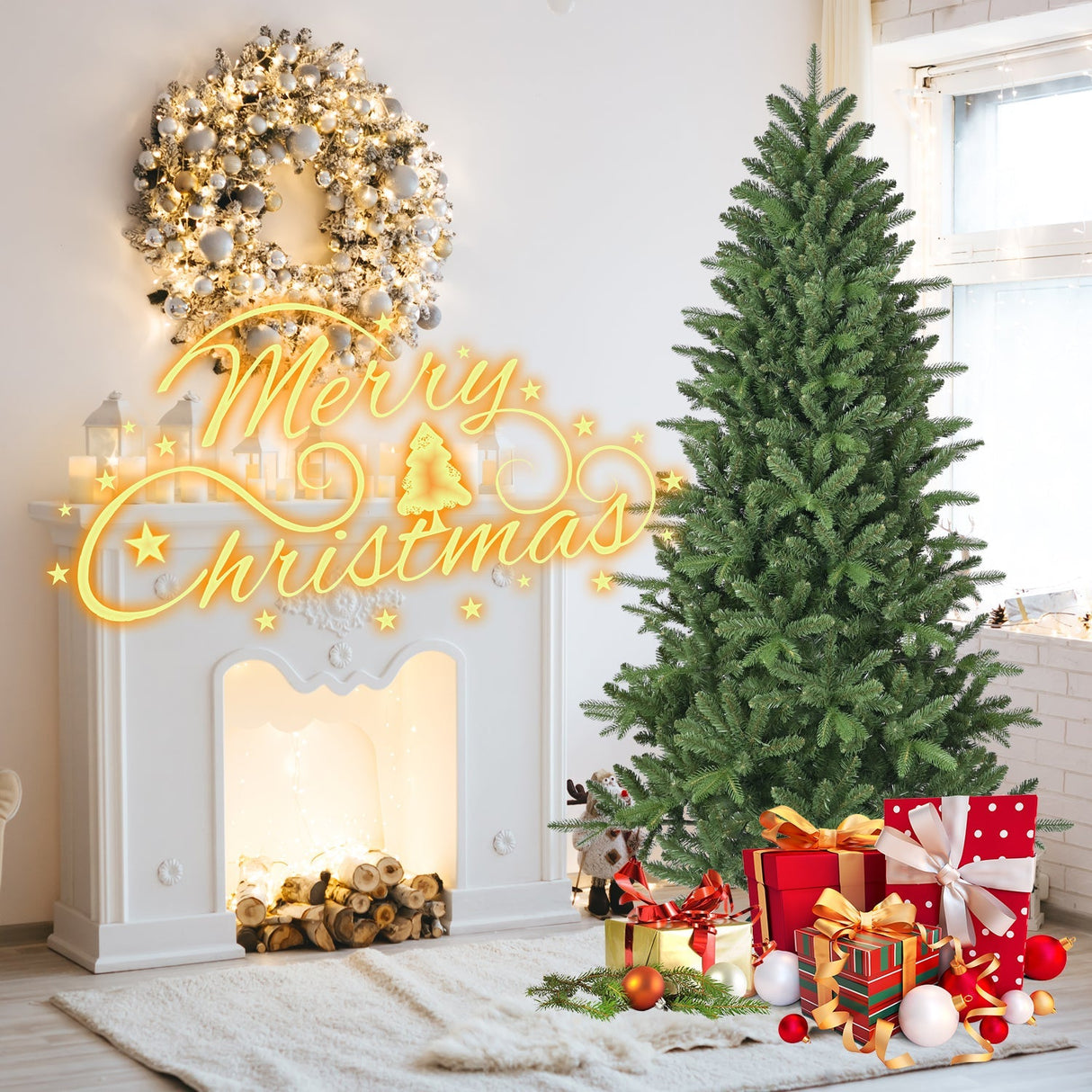 6ft Artificial Christmas Tree with 1168 Branch Tips Full Lush Pine