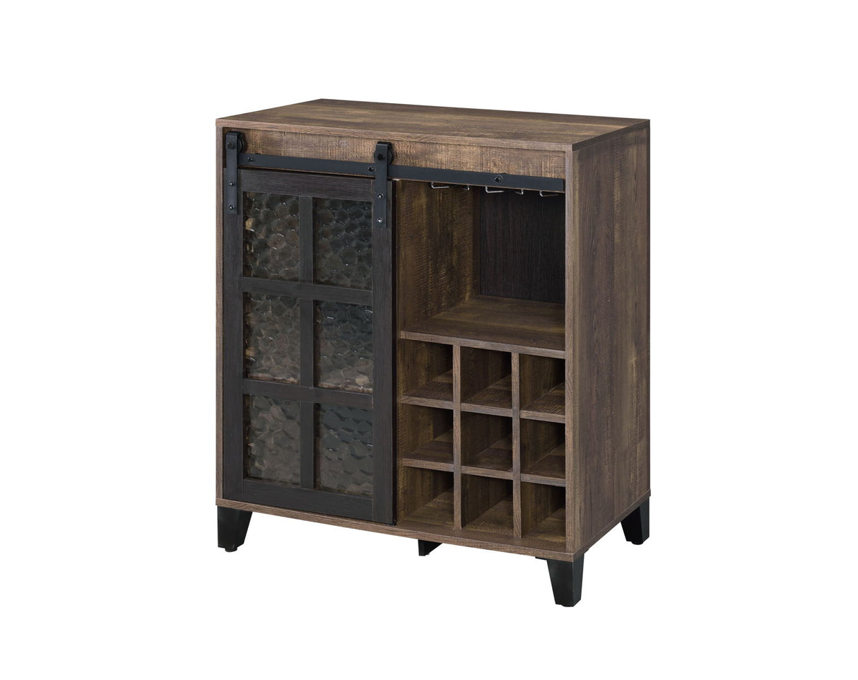 Treju Obscure - Glass, Rustic Wine Cabinet - Black / Oak by Couch.com