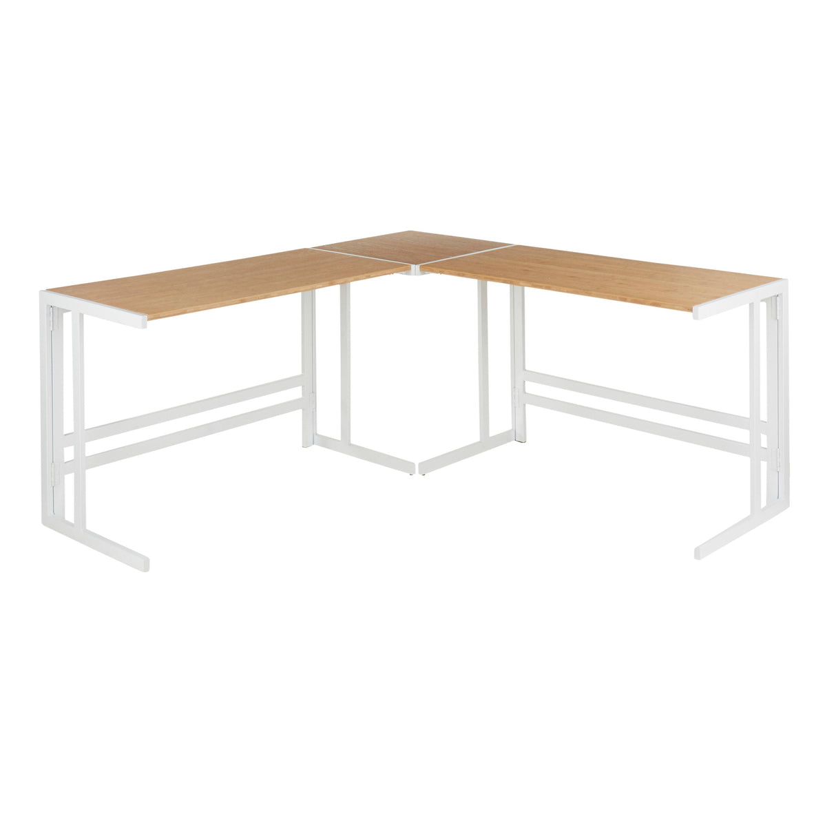 Roman - Industrial L Shaped Desk - White / Natural by Couch.com