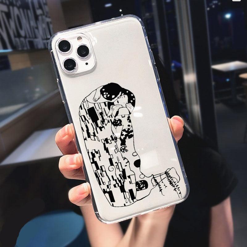 Abstract Soft Unique Silicon Phone Case For iPhone 14 13 Pro Max 12 Pro Luxury Clear Transparent Charming Silicone Protective Lightweight Ultra Thin Cover Pattern Printed Back Cover