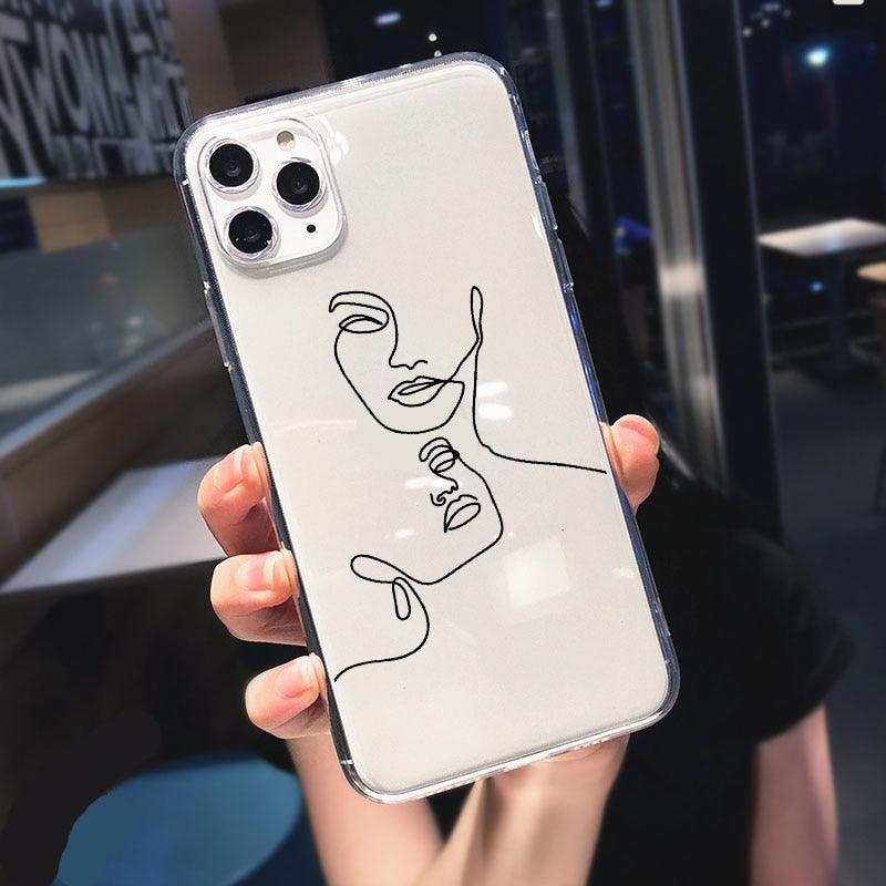 Abstract Soft Unique Silicon Phone Case For iPhone 14 13 Pro Max 12 Pro Luxury Clear Transparent Charming Silicone Protective Lightweight Ultra Thin Cover Pattern Printed Back Cover