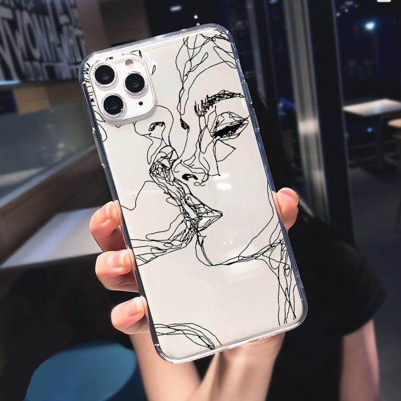 Abstract Soft Unique Silicon Phone Case For iPhone 14 13 Pro Max 12 Pro Luxury Clear Transparent Charming Silicone Protective Lightweight Ultra Thin Cover Pattern Printed Back Cover