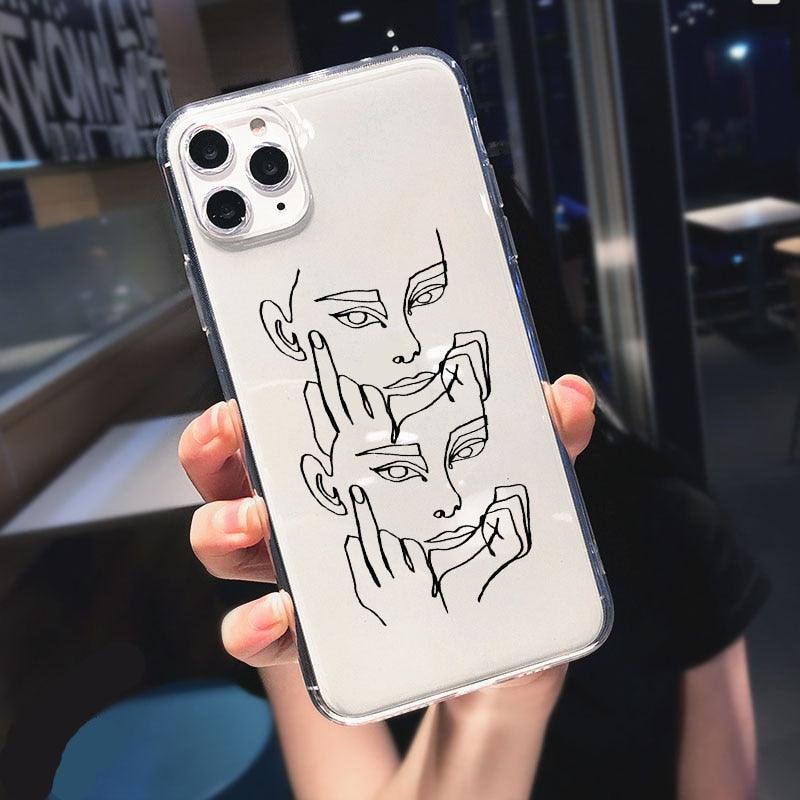 Abstract Soft Unique Silicon Phone Case For iPhone 14 13 Pro Max 12 Pro Luxury Clear Transparent Charming Silicone Protective Lightweight Ultra Thin Cover Pattern Printed Back Cover