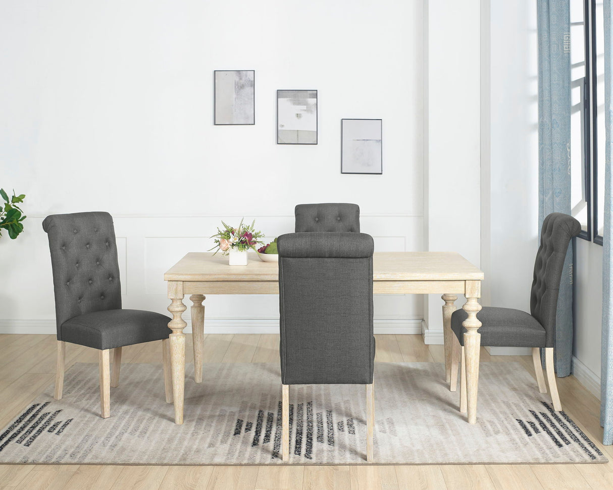 Amonia - 5 Piece Dining Set, Turned-Leg Dining Table With 4 Tufted Chairs - Beige Brown by Couch.com
