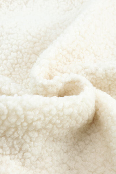 Women Cute Sherpa Jacket with Button Closure and Collared Neck in Elegant Retro Style