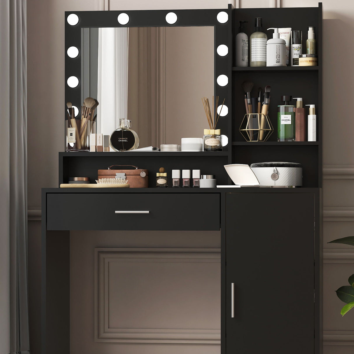Vanity Desk With Mirror & Light, Large Drawer Three Level Storage Dresser, 3 Lighting Modes Adjustable Brightness, Bedroom Dressing Table by Couch.com