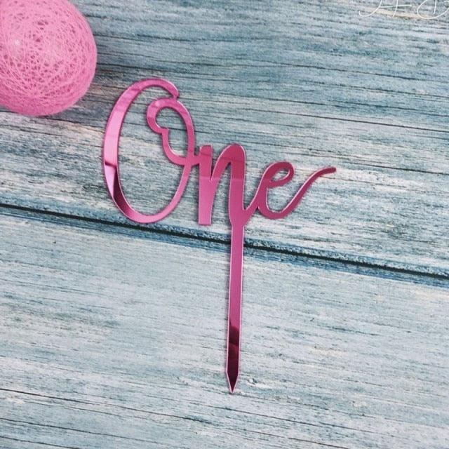 Acrylic One Cake Topper Top Cake One Cake Topper Birthday Cake Topper Double Sided For Anniversaries And Parties Birthday Party Cupcake Toppers Flags Wedding Baby Shower Supplies Lovely Baking Dessert Decorations