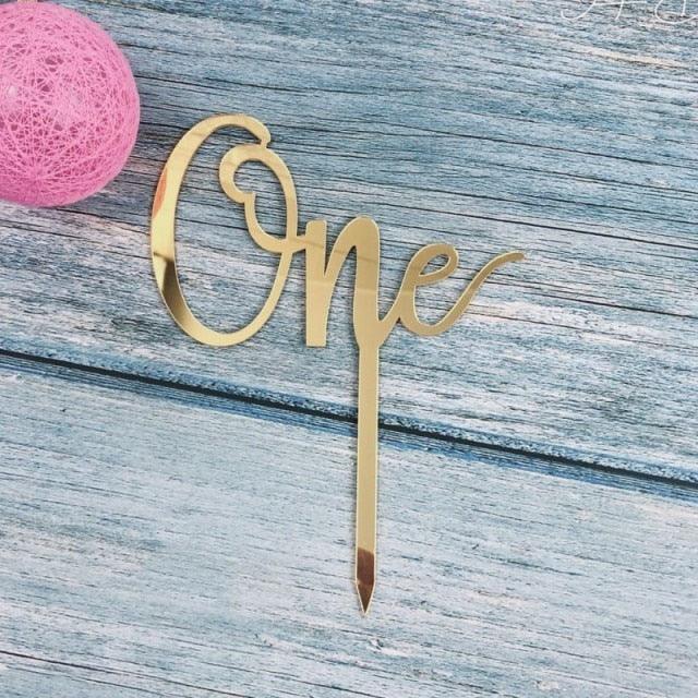 Acrylic One Cake Topper Top Cake One Cake Topper Birthday Cake Topper Double Sided For Anniversaries And Parties Birthday Party Cupcake Toppers Flags Wedding Baby Shower Supplies Lovely Baking Dessert Decorations