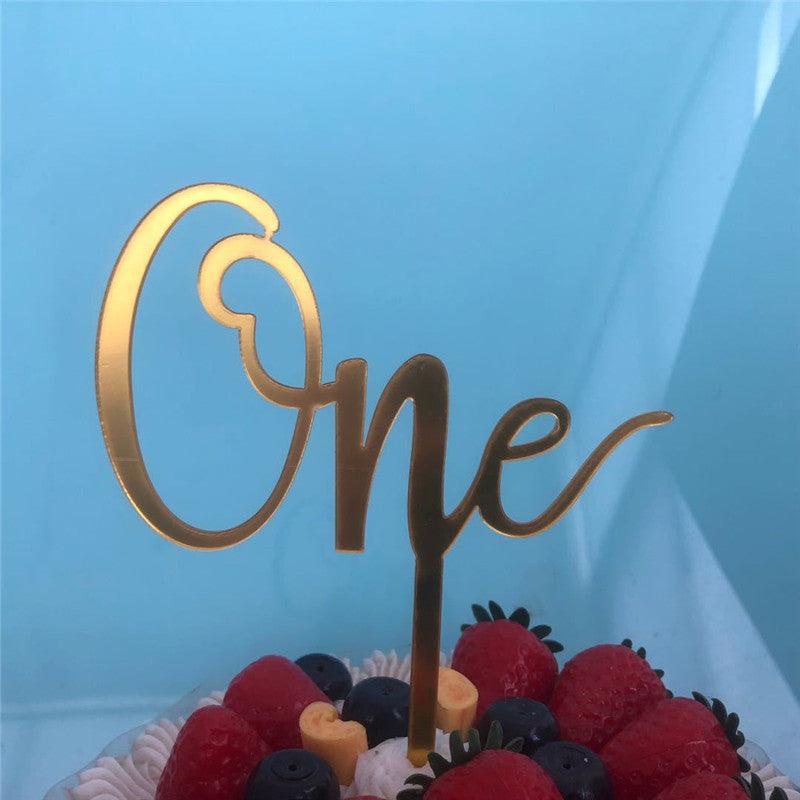 Acrylic One Cake Topper Top Cake One Cake Topper Birthday Cake Topper Double Sided For Anniversaries And Parties Birthday Party Cupcake Toppers Flags Wedding Baby Shower Supplies Lovely Baking Dessert Decorations