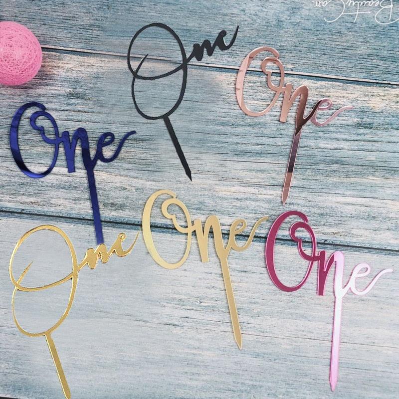 Acrylic One Cake Topper Top Cake One Cake Topper Birthday Cake Topper Double Sided For Anniversaries And Parties Birthday Party Cupcake Toppers Flags Wedding Baby Shower Supplies Lovely Baking Dessert Decorations