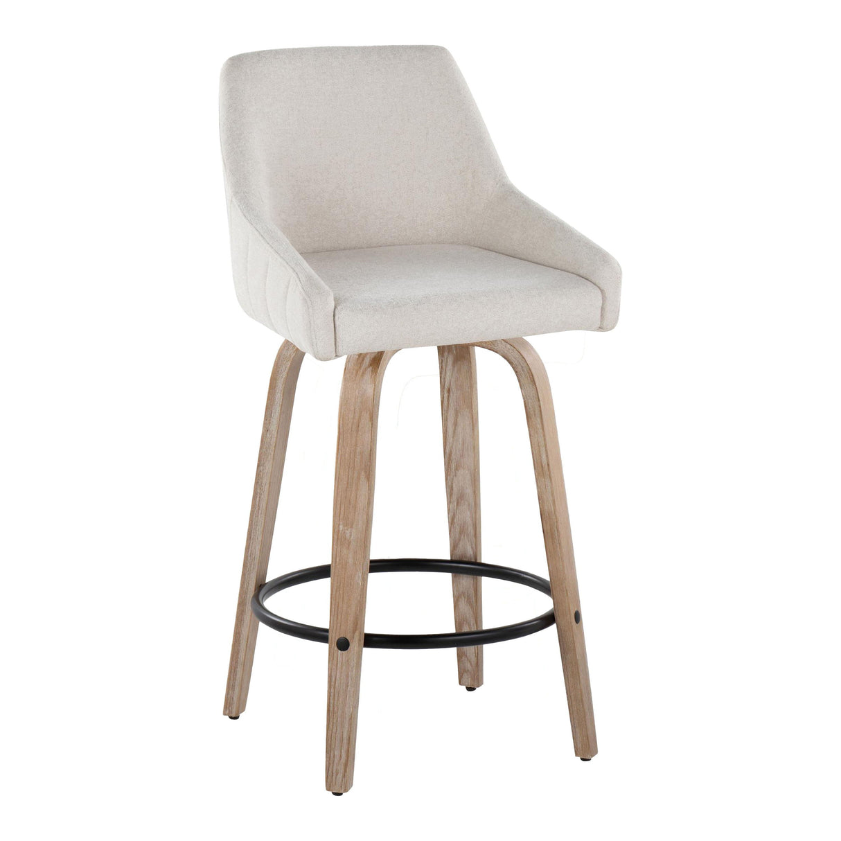 Hannah - Transitional Fixed Height Counter Stool With Swivel With Round Footrest (Set of 2) by Couch.com