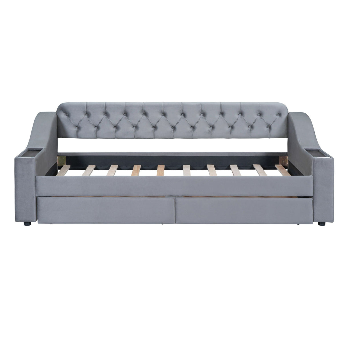 Upholstered Daybed With Storage Armrests And USB Port by Couch.com
