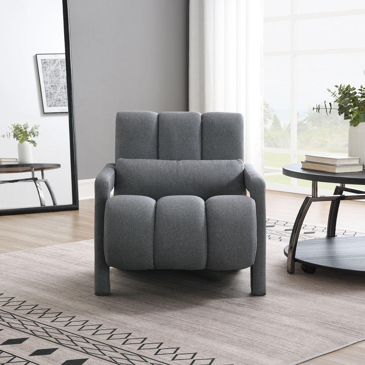 Modern Upholstered Accent Chair, Comfortable Linen Fabric With A Pillow For Living Room by Couch.com