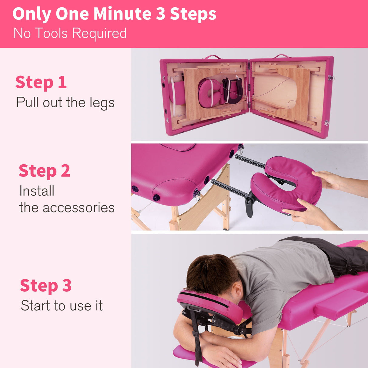 Massage Table Portable Bed With Carrying Case, Height Adjustable by Couch.com