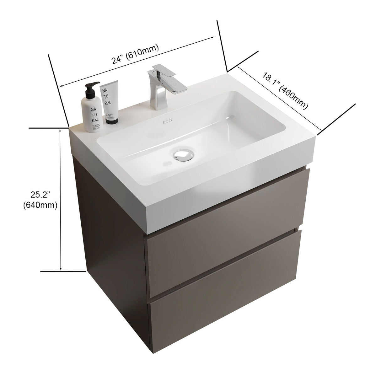 Alice - Bathroom Vanity With Sink, Large Storage Wall Mounted Floating Bathroom Vanity For Modern Bathroom, One-Piece Sink Basin Without Drain And Faucet by Couch.com