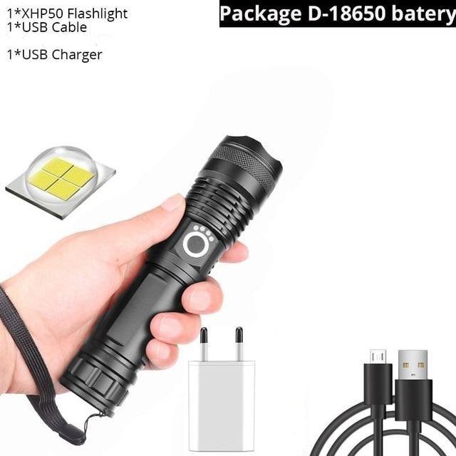Adjustable Rechargeable Powerful Zoomable LED USB Flashlights High Lumens Powerful Tactical Waterproof Super Bright Flashlights Best For Camping Outdoor Hiking Running Riding