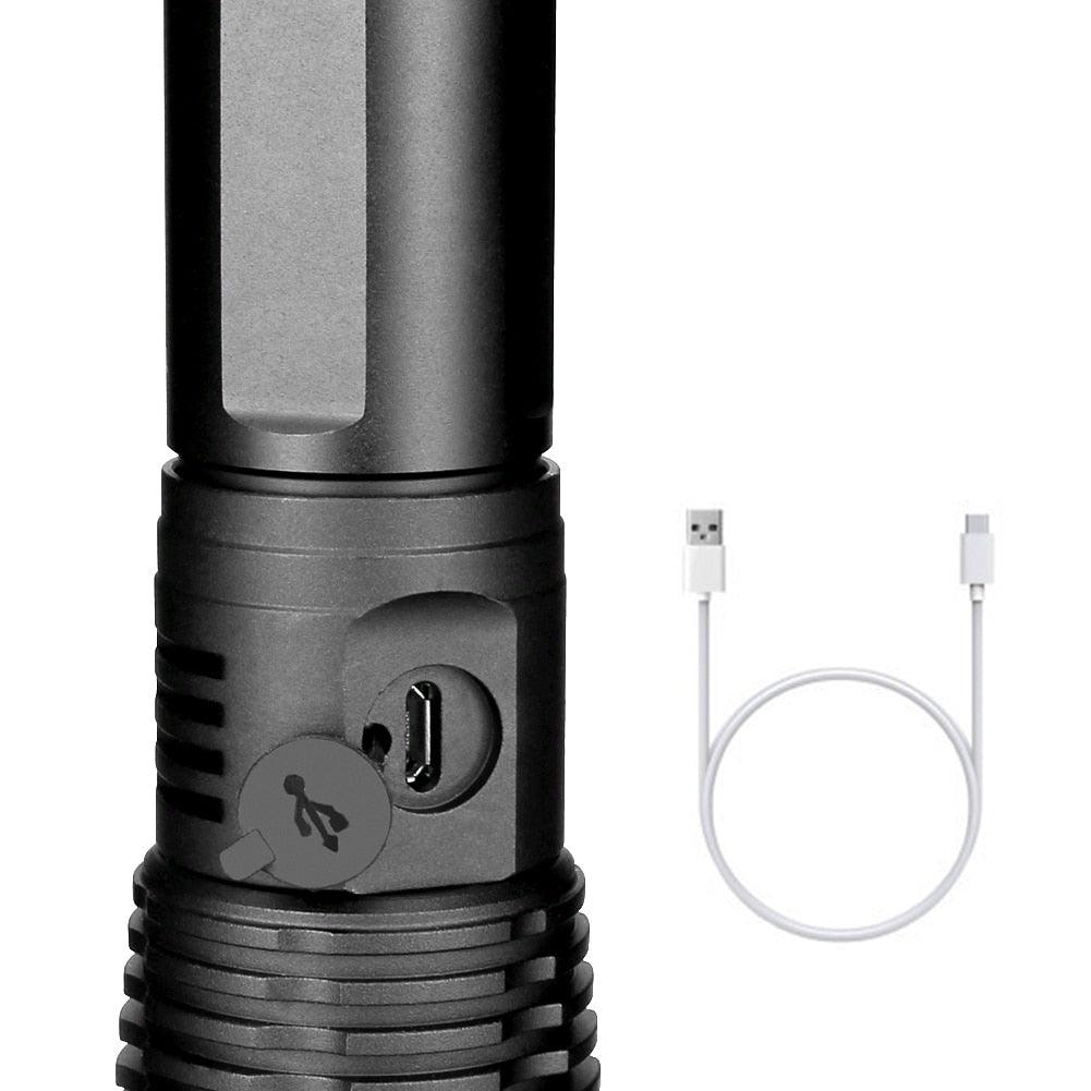 Adjustable Rechargeable Powerful Zoomable LED USB Flashlights High Lumens Powerful Tactical Waterproof Super Bright Flashlights Best For Camping Outdoor Hiking Running Riding
