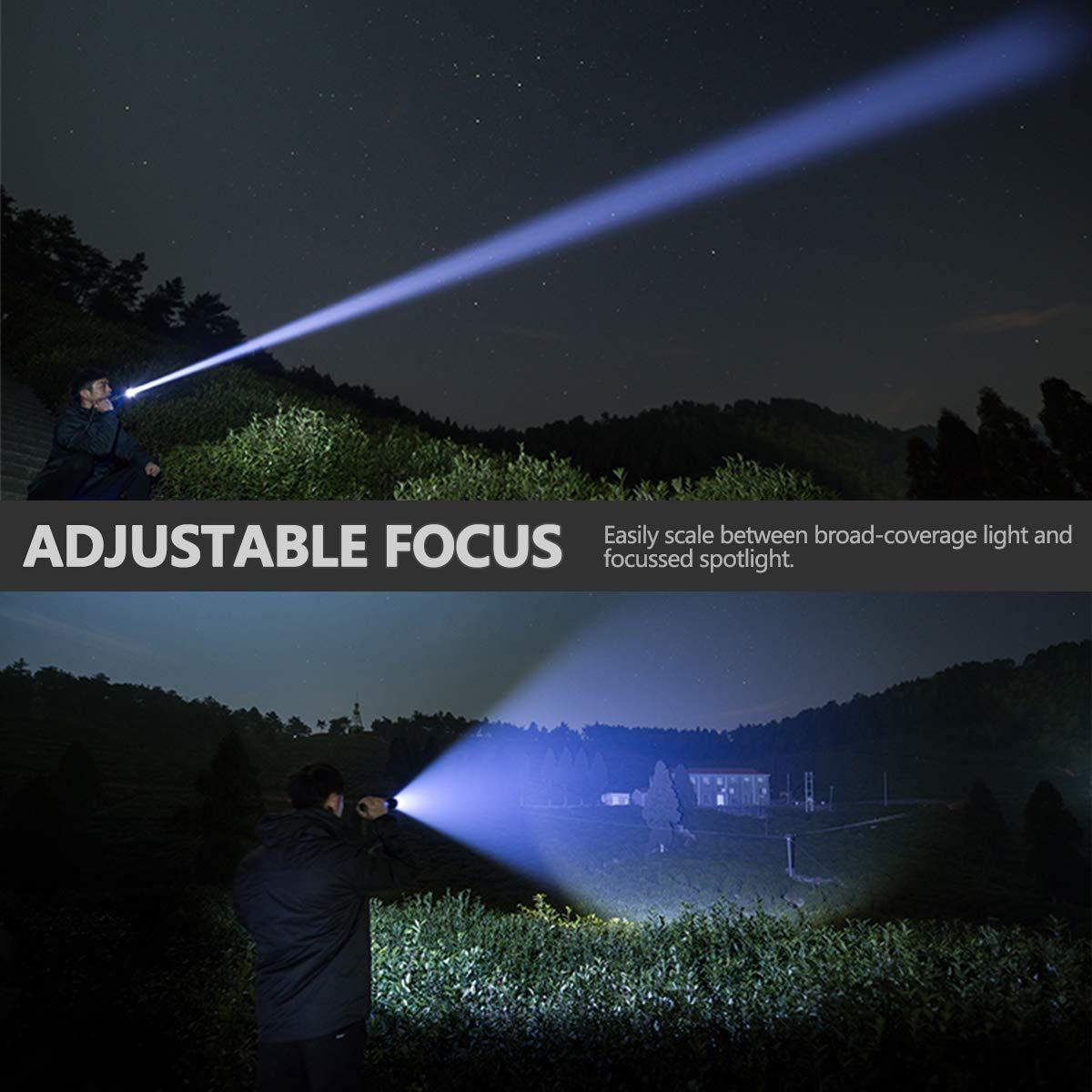 Adjustable Rechargeable Powerful Zoomable LED USB Flashlights High Lumens Powerful Tactical Waterproof Super Bright Flashlights Best For Camping Outdoor Hiking Running Riding