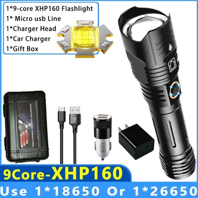 Adjustable Rechargeable Tactical Flashlight USB LED Super Bright Zoomable IPX65 Waterproof Portable Torchlight Flash Lamp USB Charging For Hiking Camping Running Fishing