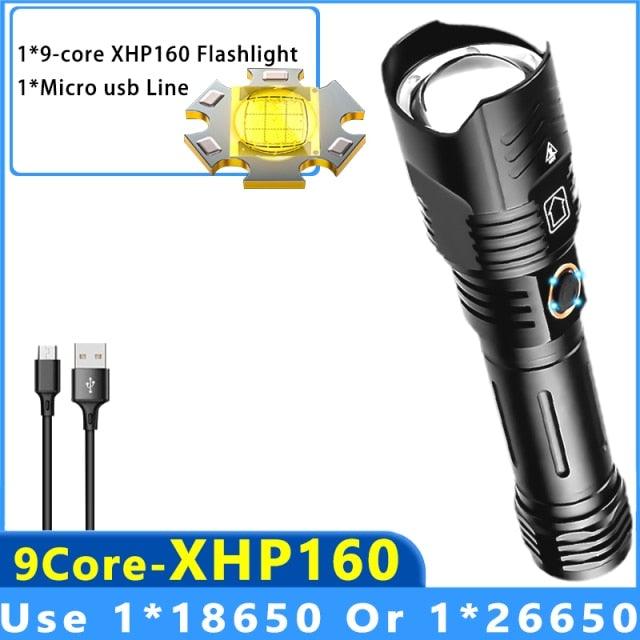 Adjustable Rechargeable Tactical Flashlight USB LED Super Bright Zoomable IPX65 Waterproof Portable Torchlight Flash Lamp USB Charging For Hiking Camping Running Fishing
