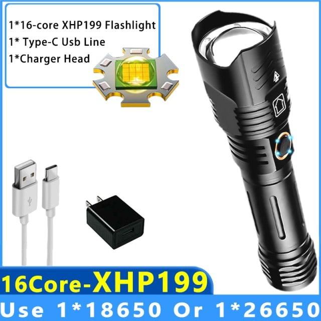 Adjustable Rechargeable Tactical Flashlight USB LED Super Bright Zoomable IPX65 Waterproof Portable Torchlight Flash Lamp USB Charging For Hiking Camping Running Fishing