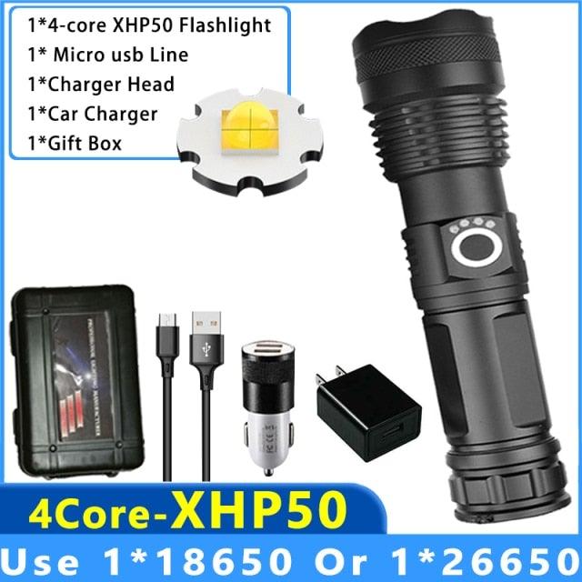 Adjustable Rechargeable Tactical Flashlight USB LED Super Bright Zoomable IPX65 Waterproof Portable Torchlight Flash Lamp USB Charging For Hiking Camping Running Fishing