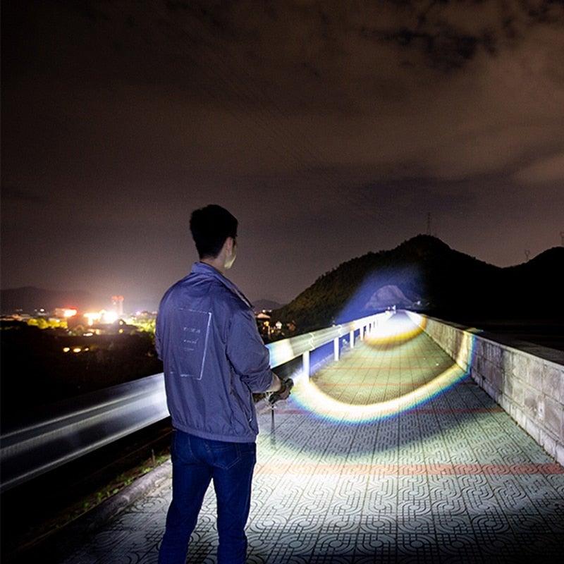 Adjustable Rechargeable Tactical Flashlight USB LED Super Bright Zoomable IPX65 Waterproof Portable Torchlight Flash Lamp USB Charging For Hiking Camping Running Fishing