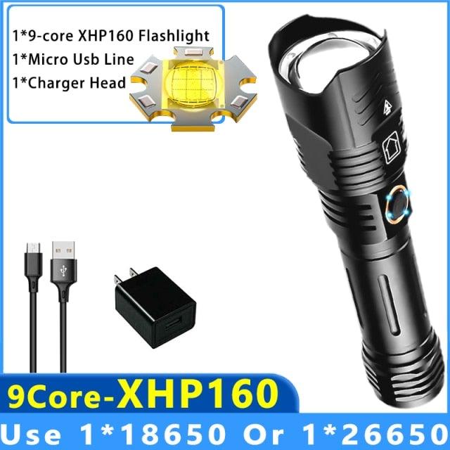 Adjustable Rechargeable Tactical Flashlight USB LED Super Bright Zoomable IPX65 Waterproof Portable Torchlight Flash Lamp USB Charging For Hiking Camping Running Fishing
