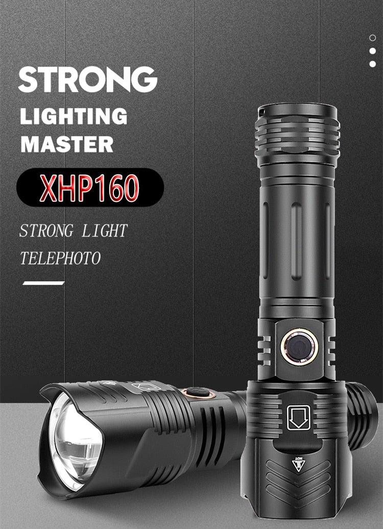 Adjustable Rechargeable Tactical Flashlight USB LED Super Bright Zoomable IPX65 Waterproof Portable Torchlight Flash Lamp USB Charging For Hiking Camping Running Fishing