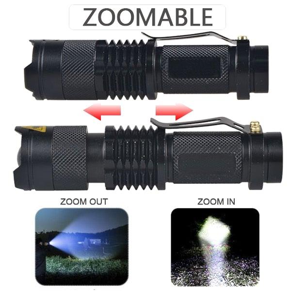 Adjustable Rechargeable Water Resistant Super Bright Mini Handheld Flashlights LED Zoomable Flashlight For Camping Fishing Bicycle Light Kids Indoor Outdoor Hiking