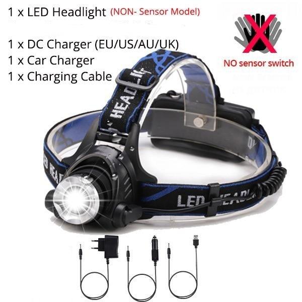 Adjustable USB Rechargeable IR Sensor Super Bright Headlight Battery For Long Working Time LED Headlamp Fishing Waterproof Head Light Lamp Perfect For Running Camping