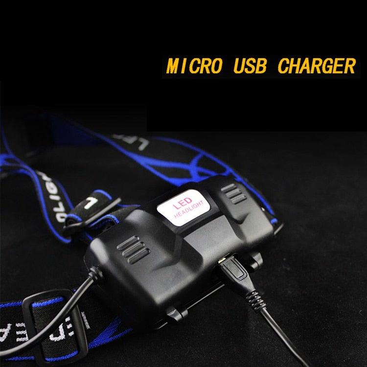 Adjustable USB Rechargeable IR Sensor Super Bright Headlight Battery For Long Working Time LED Headlamp Fishing Waterproof Head Light Lamp Perfect For Running Camping
