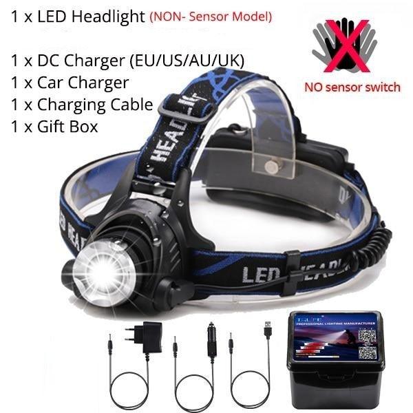 Adjustable USB Rechargeable IR Sensor Super Bright Headlight Battery For Long Working Time LED Headlamp Fishing Waterproof Head Light Lamp Perfect For Running Camping