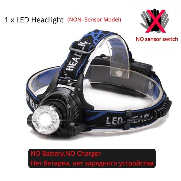 Adjustable USB Rechargeable IR Sensor Super Bright Headlight Battery For Long Working Time LED Headlamp Fishing Waterproof Head Light Lamp Perfect For Running Camping