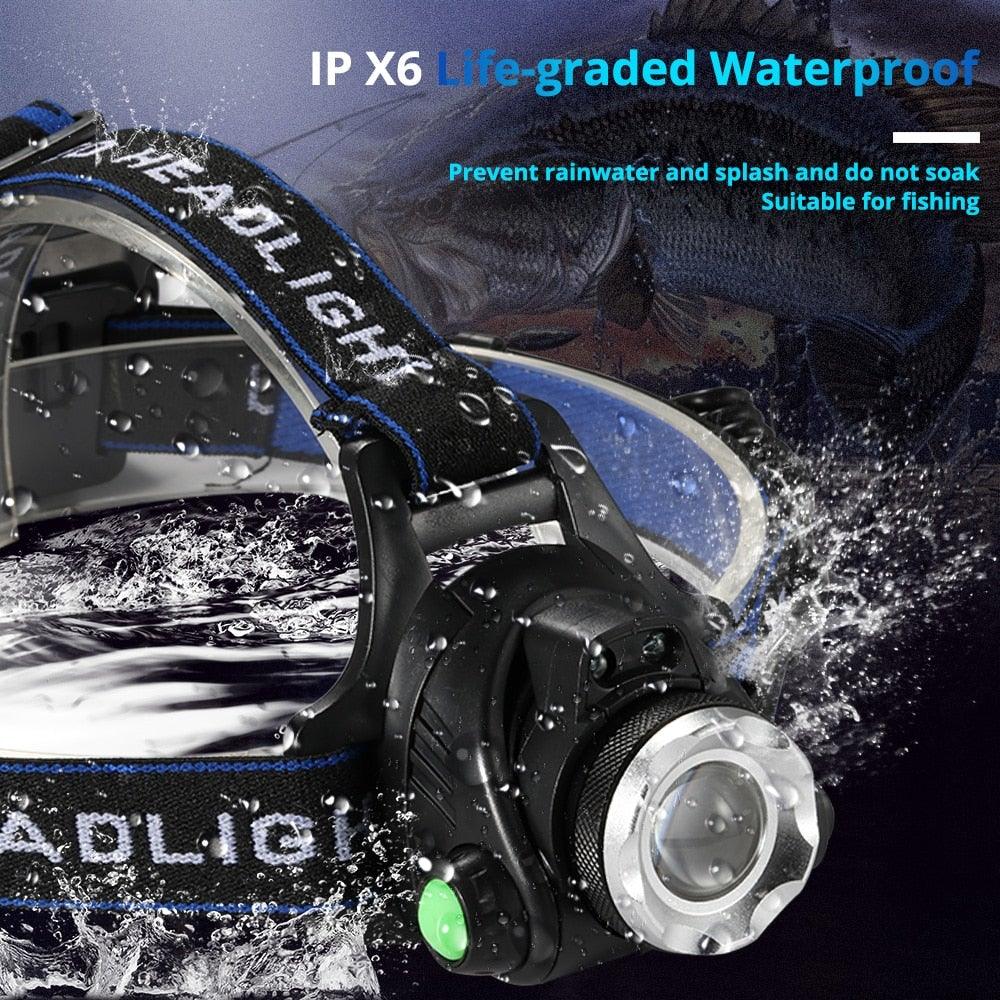Adjustable USB Rechargeable IR Sensor Super Bright Headlight Battery For Long Working Time LED Headlamp Fishing Waterproof Head Light Lamp Perfect For Running Camping
